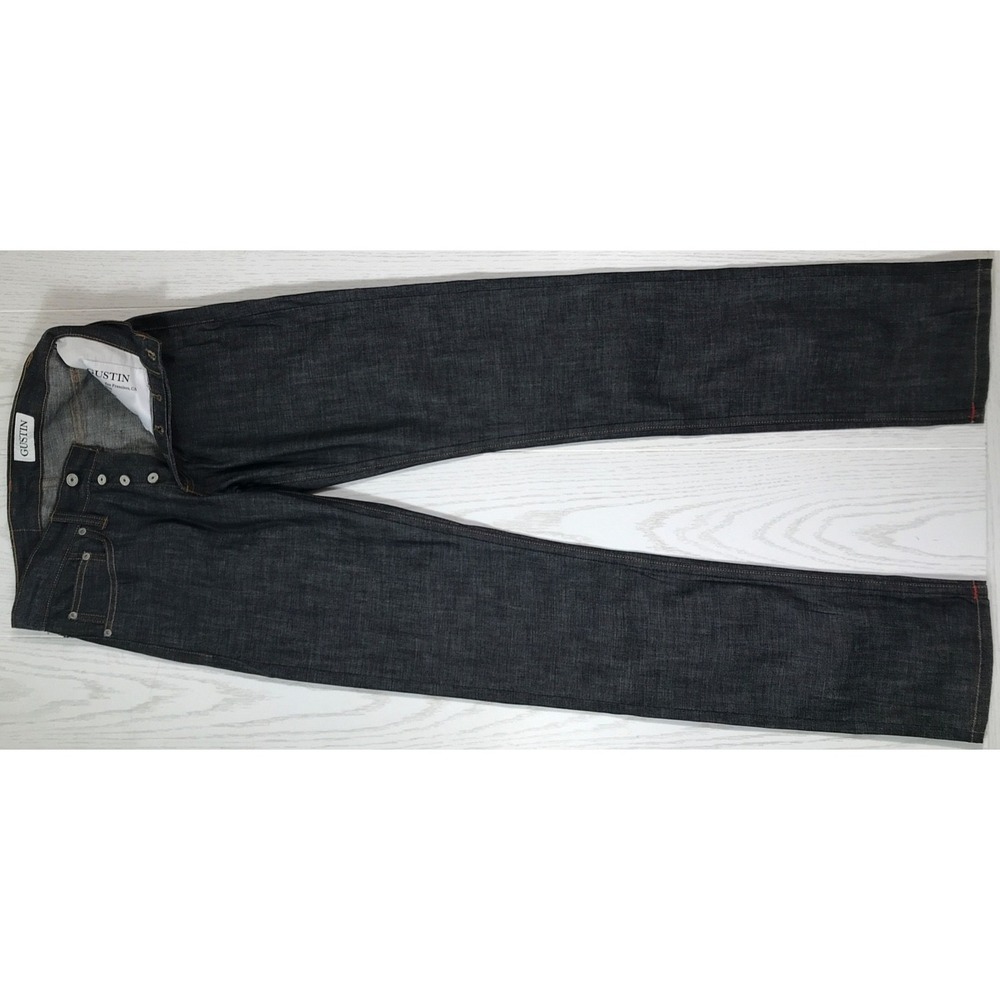Gustin California Slim Selvedge Jeans Men's 29x34 Button Fly Indigo Raw Mid Rise